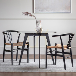 Dining Table Gallery Direct Blair Round Black Oak Smoked Glass 90cm small 1