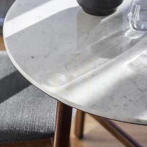 Dining Table Gallery Direct Barcelona Round Dark Wood Marble 90cm 5056272006535 small 2