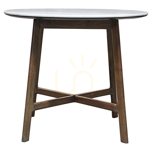 Check Dining Table Gallery Direct Barcelona Round Dark Wood Marble 90cm 5056272006535