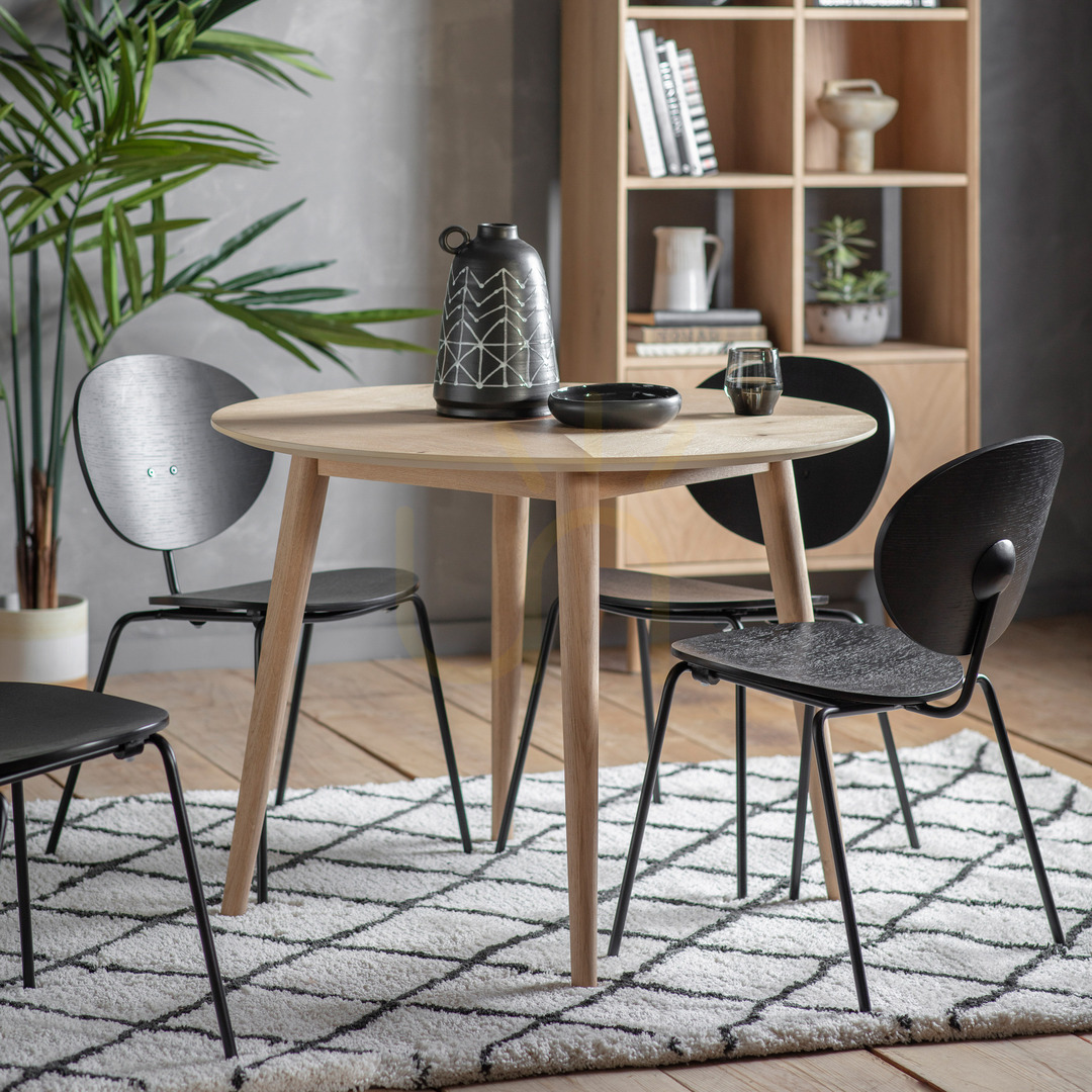 View Round Dining Table Gallery Direct Milano Natural Oak Chevron 100cm Round Dining Table Gallery Direct Milano Natural Oak Chevron 100cm