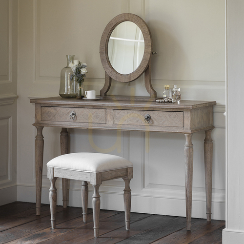 Check Gallery Direct Rustique Natural Mindy Wood Dressing Stool 44 × 34 × 45 cm