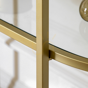 Display Shelves Gallery Direct Hudson Champagne Metal Glass 100x35x175cm small 2
