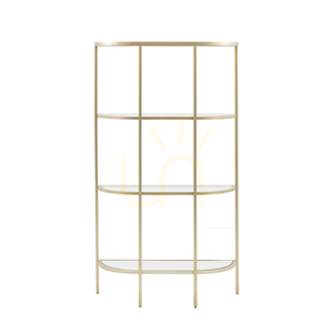 Display Shelves Gallery Direct Hudson Champagne Metal Glass 100x35x175cm small 0