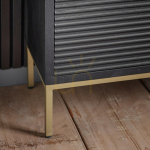 Shelf Display Unit Gallery Direct Ripple Black Mango Wood 100x35x163cm small 2