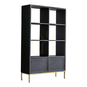 Shelf Display Unit Gallery Direct Ripple Black Mango Wood 100x35x163cm small 3