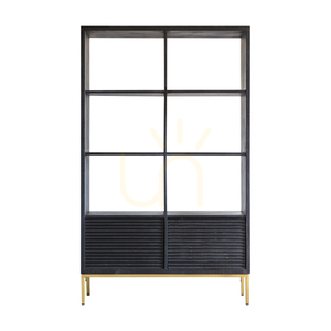 Shelf Display Unit Gallery Direct Ripple Black Mango Wood 100x35x163cm small 0