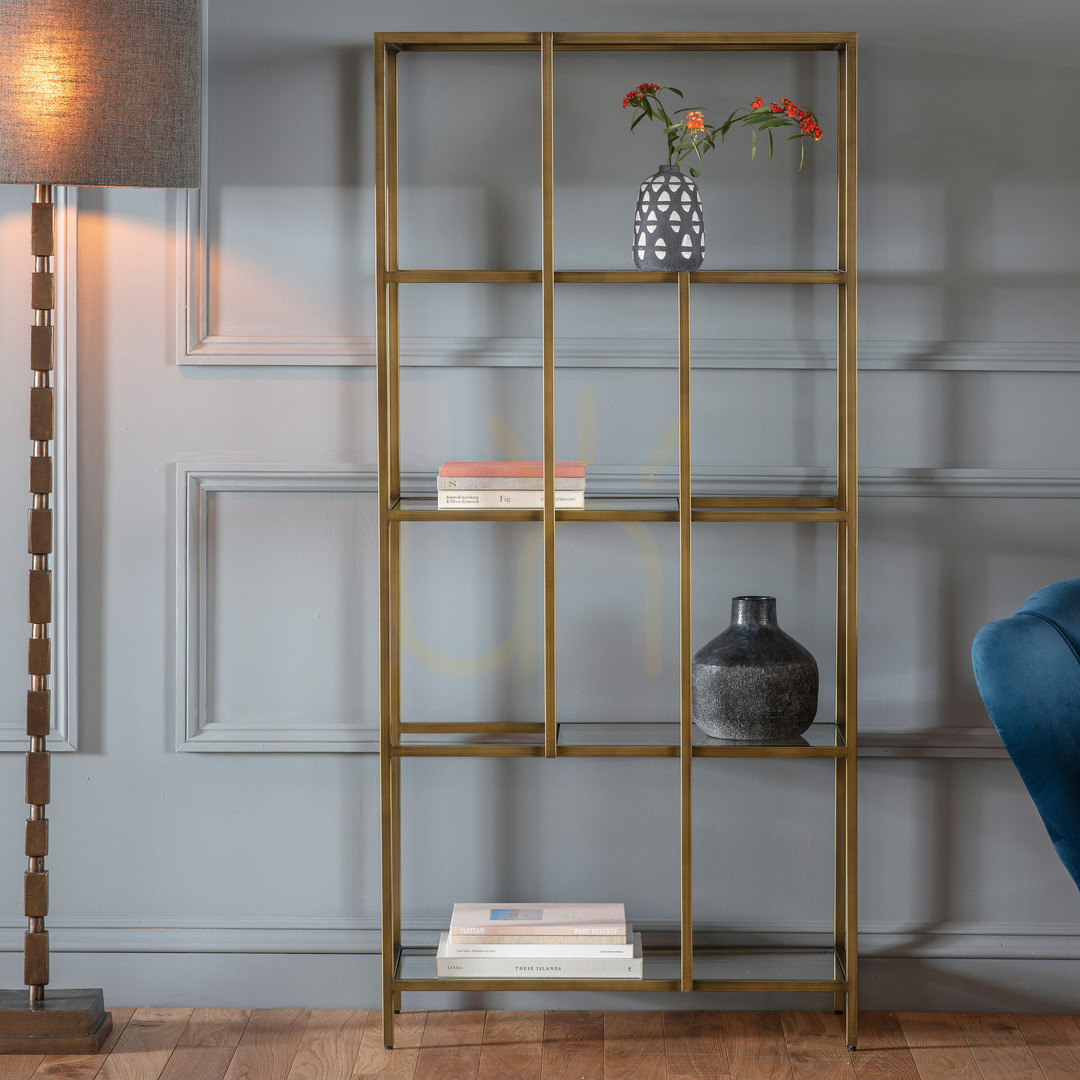 View Display Shelf Gallery Direct Rothbury Bronze Glass Iron 70x32x150.5cm 5059413256882 Display Shelf Gallery Direct Rothbury Bronze Glass Iron 70x32x150.5cm 5059413256882