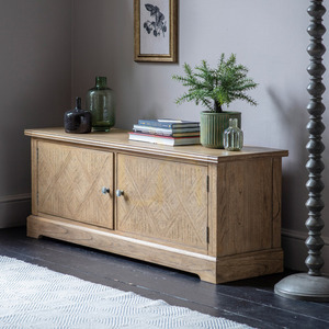 Media Unit Gallery Direct Mustique 2 Door Natural Solid Mindi Mahogany 130x40x50cm small 1