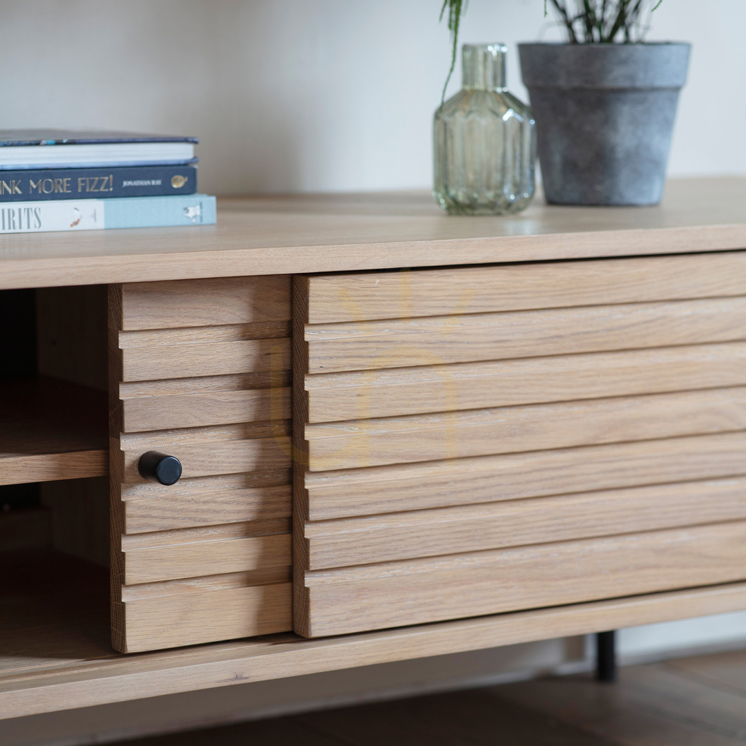 Preview Media Unit Gallery Direct Okayama Oak 140cm Japandi Shelves Media Unit Gallery Direct Okayama Oak 140cm Japandi Shelves