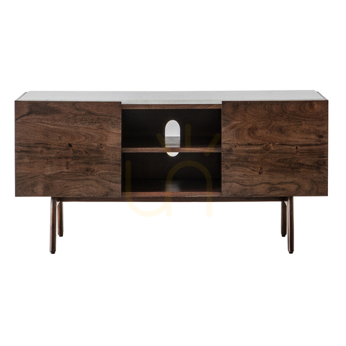 Check Media Cabinet Gallery Direct Barcelona Dark Wood Marble Top 136cm