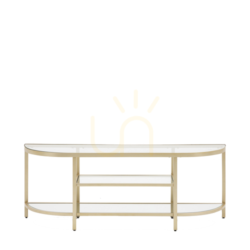 Check Media Unit Gallery Direct Hudson Champagne Metal Glass 120x45cm 5059413895081