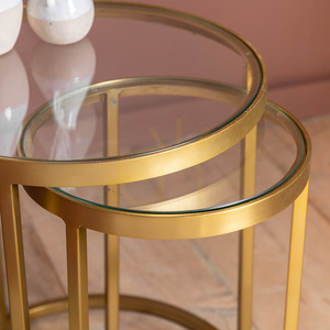 Nest of 2 Tables Gallery Direct Gold Iron Glass 40x45 cm 2 Nest of 2 Tables Gallery Direct Gold Iron Glass 40x45 cm small 2