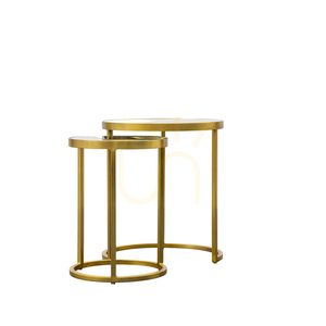 Nest of 2 Tables Gallery Direct Gold Iron Glass 40x45 cm 3 Nest of 2 Tables Gallery Direct Gold Iron Glass 40x45 cm small 3