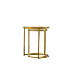 Nest of 2 Tables Gallery Direct Gold Iron Glass 40x45 cm 4 Nest of 2 Tables Gallery Direct Gold Iron Glass 40x45 cm small 4