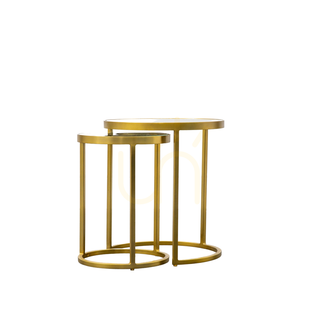 Check Nest of 2 Tables Gallery Direct Gold Iron Glass 40x45 cm Nest of 2 Tables Gallery Direct Gold Iron Glass 40x45 cm