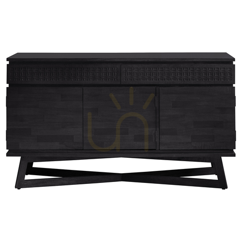 Check Sideboard Gallery Direct Boho Boutique Black Mango Wood 3 Door 2 Drawer 140cm