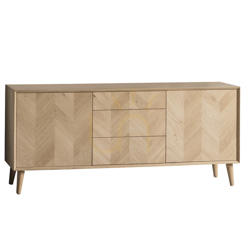 Check Sideboard Gallery Direct Milano Oak 2 Door 3 Drawer Chevron 160cm