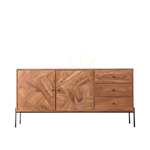 Check Sideboard Gallery Direct Oklahoma 2 Door 3 Drawer Acacia Wood Natural 153cm