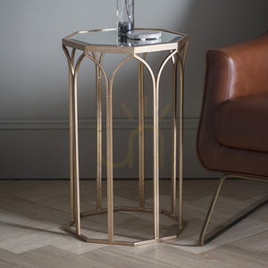 Side Table Gallery Direct Canterbury Gold Octagonal Glass Top 36x36x60cm 1 Side Table Gallery Direct Canterbury Gold Octagonal Glass Top 36x36x60cm small 1
