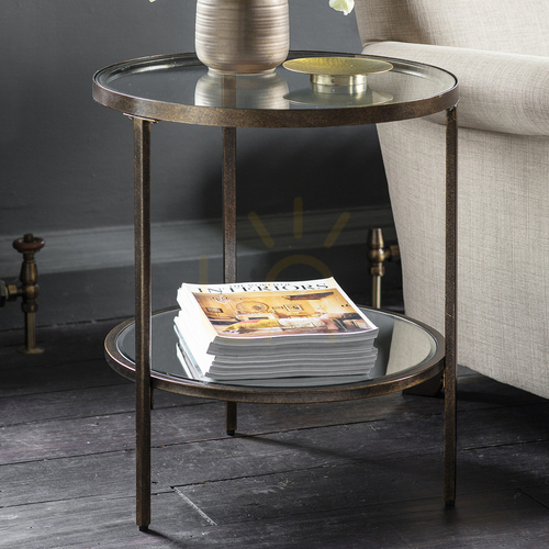 Check Side Table Gallery Direct Hudson Round Bronze Glass Metal 51x51x58 cm