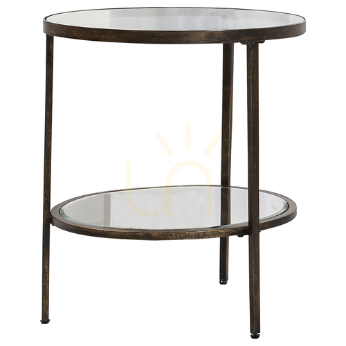 Check Side Table Gallery Direct Hudson Round Bronze Glass Metal 51x51x58 cm