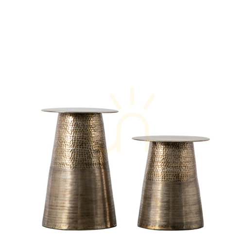 Check Side Tables Set of 2 Gallery Direct Langley Antique Brass Aluminium Iron 40 cm