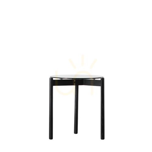 Check Side Table Gallery Direct Moran Black Smoked Glass Oak 40x40x45 cm 5059413686108