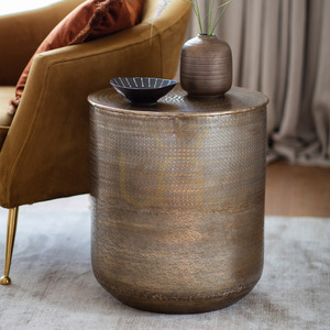 Gallery Direct Ashta metal side table – antique brass finish, 45 × 45 × 51 cm small 1