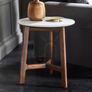 Side Table Gallery Direct Barcelona Dark Wood White Marble 50x50x55cm 5056272006573 1 Side Table Gallery Direct Barcelona Dark Wood White Marble 50x50x55cm 5056272006573 small 1