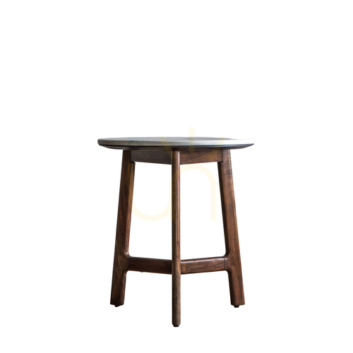 Check Side Table Gallery Direct Barcelona Dark Wood White Marble 50x50x55cm 5056272006573