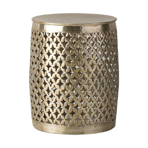 Side Table Gallery Direct Khalasar Light Gold Hammered Metal 48x40x40cm 5056315929951 small 0