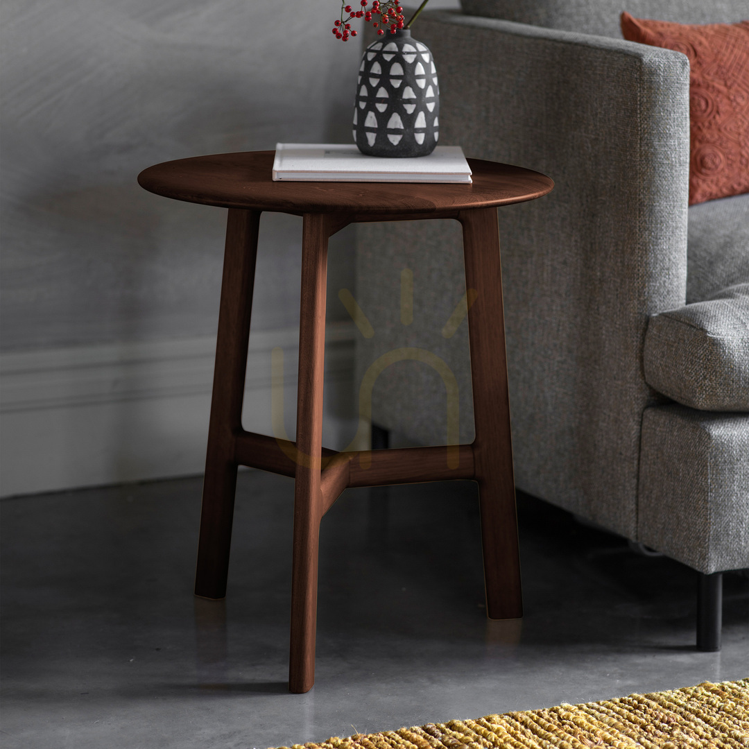 View Round Side Table Gallery Direct Madrid Solid Walnut 50x50x57.5 cm Round Side Table Gallery Direct Madrid Solid Walnut 50x50x57.5 cm