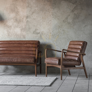 2-Seater Sofa Gallery Direct Datsun Vintage Brown Leather Mid-Century small 2