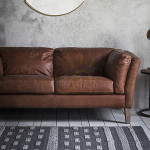 2-Seater Sofa Gallery Direct Ebury Brown Vintage Leather Ash Legs 164cm small 2