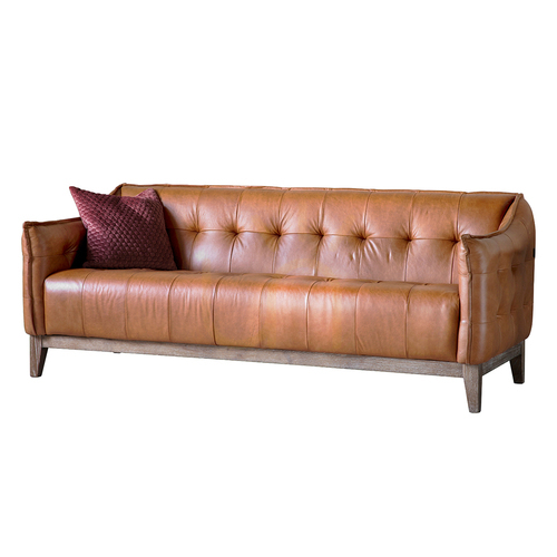 Check Sofa Gallery Direct Ecclestone 3 Seater Brown Leather Ash Legs 5055999240635