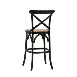 Bar Stools Set of 2 Gallery Direct Black Oak Rattan French Bistro 66cm Seat Height small 3