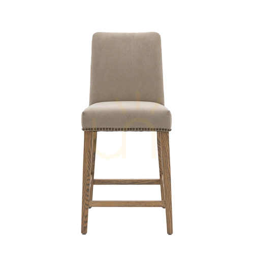Check Bar Stools Set of 2 Gallery Direct Rex Cement Grey Oak Linen 66.5 cm