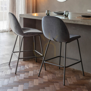 Stool Gallery Direct Flanagan Dark Grey Velvet Bar Stool Set of 2 small 1