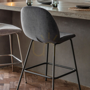 Stool Gallery Direct Flanagan Dark Grey Velvet Bar Stool Set of 2 small 2