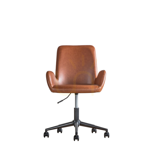 Check Armchair Gallery Direct Faraday Brown Faux Leather Swivel Chair