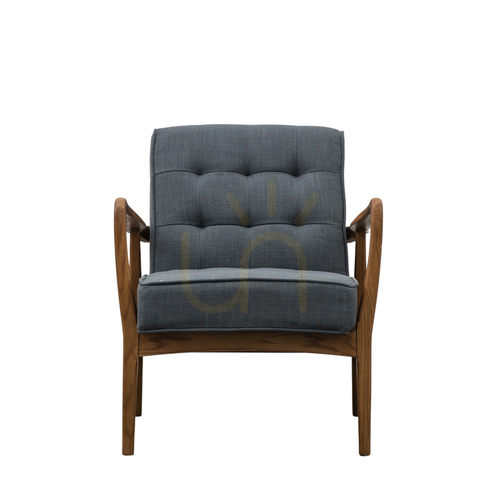 Check Armchair Gallery Direct Humber Dark Grey Linen Ash Frame 5055999244657