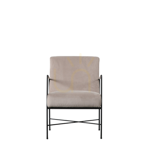 Check Armchair Gallery Direct Chartham Grey Upholstered Metal Frame