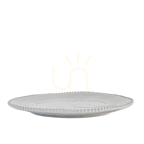 Check Dinner Plates Set of 4 Gallery Direct Natural Porcelain Beaded 28cm 5059413703850