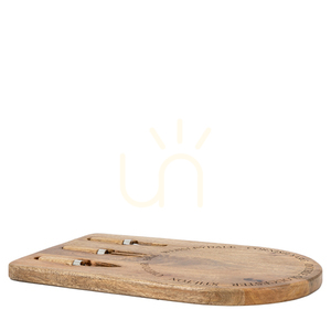 Gallery Direct Wells Mango Wood Cheese Board Set with 2 Knives and Fork 47 × 30 cm small 1