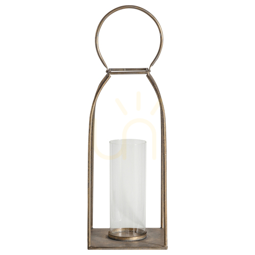 Check Lantern Gallery Direct Alcora Antique Gold Steel Glass 38cm 5059413394485