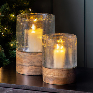 Hurricane Lamp Gallery Direct Belver Clear Glass Mango Wood 18x18x26cm 5059413757761 3 Hurricane Lamp Gallery Direct Belver Clear Glass Mango Wood 18x18x26cm 5059413757761 small 3