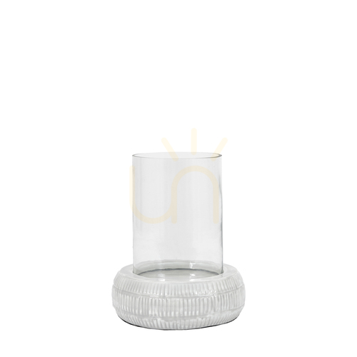 Check Hurricane Lamp Gallery Direct Emmy Grey Iron Glass 20.5x25cm 5059413870538