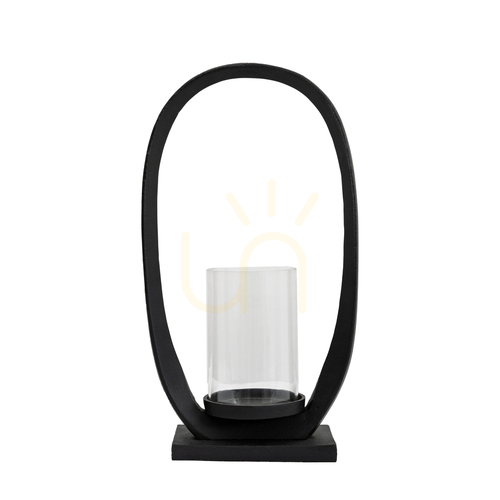 Check Lantern Gallery Direct Hooper Large Black Aluminium Glass 5059413870453