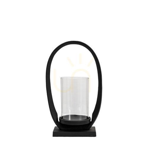 Check Lantern Gallery Direct Hooper Small Black Aluminium Glass 5059413870460