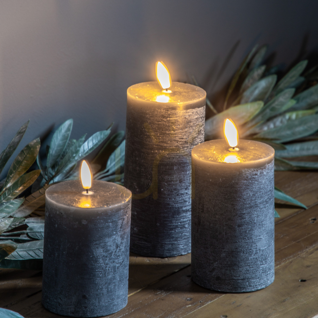View LED Candle Set of 3 Gallery Direct Slate Paraffin Wax 75x75x150mm 5059413757235 LED Candle Set of 3 Gallery Direct Slate Paraffin Wax 75x75x150mm 5059413757235